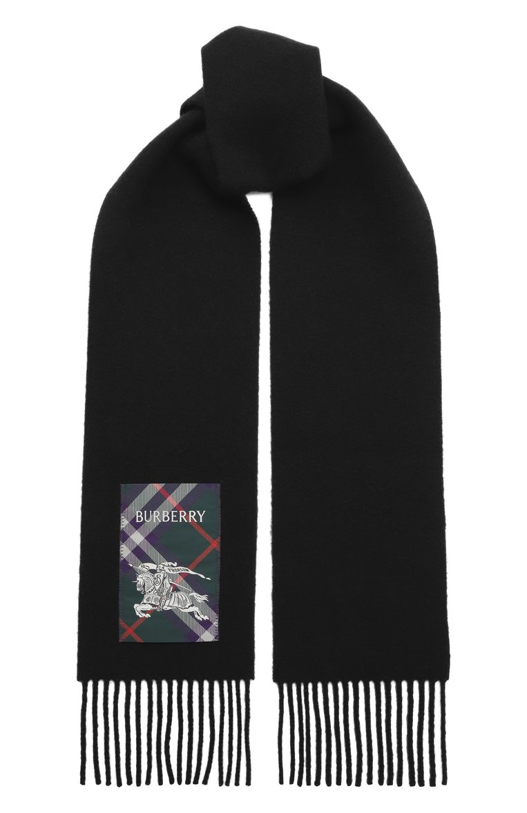 Женский кашемировый шарф BURBERRY черного цвета, арт. 8103997 | Фото 1 (Нос: Не проставлено; Материал: Текстиль, Кашемир, Шерсть)