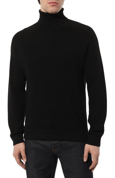 Свитер из шерсти и хлопка EMPORIO ARMANI черного цвета по цене 36550 руб., арт. 3R1MX1/1MDRZ, фото 3 Свитер из шерсти и хлопка EMPORIO ARMANI, арт. 3R1MX1/1MDRZ, фото 3