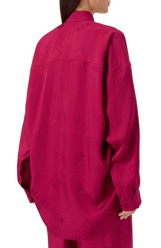 Рубашка из вискозы Balenciaga 814121/T0013 Бордовый  814121/T0013 Фото 4