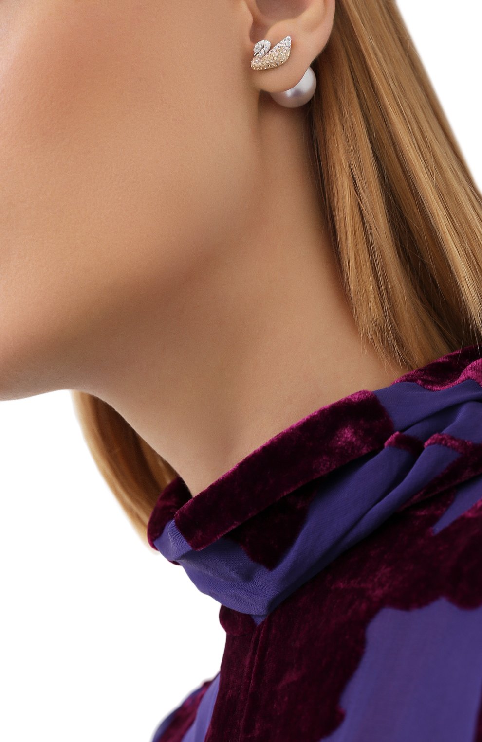 Двусторонние серьги-пусеты iconic swan SWAROVSKI, арт. 5215037, фото 2