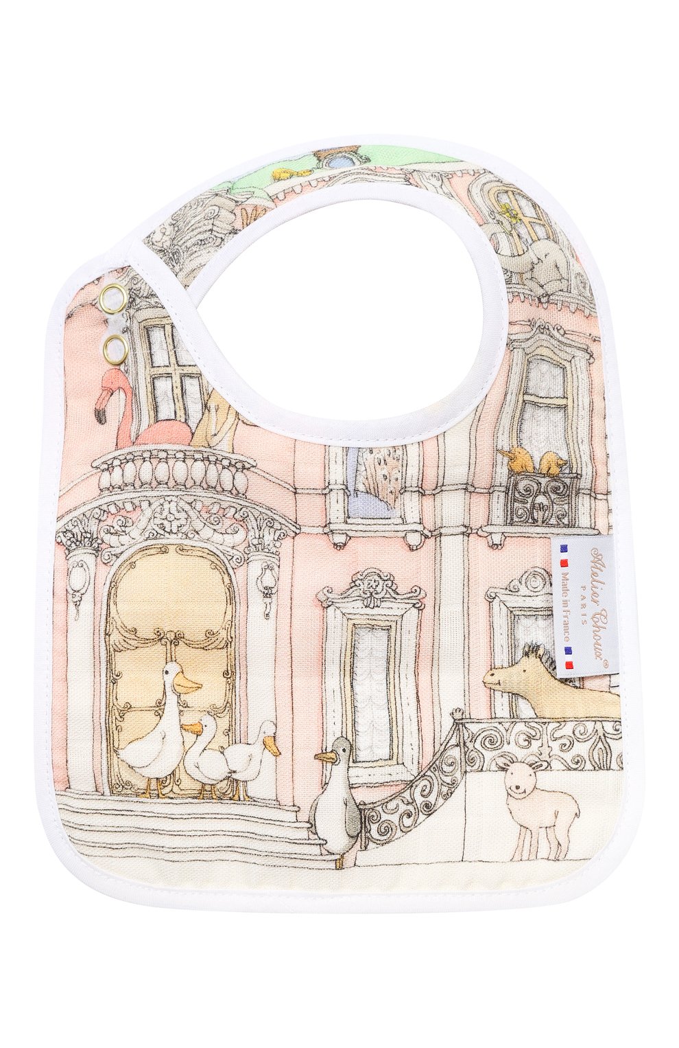 Хлопковый нагрудник ATELIER CHOUX белого цвета по цене 2055 руб., арт. SMALL BIB M0NCEAU G0LD SNAPS, фото 2 Хлопковый нагрудник ATELIER CHOUX, арт. SMALL BIB M0NCEAU G0LD SNAPS, фото 2