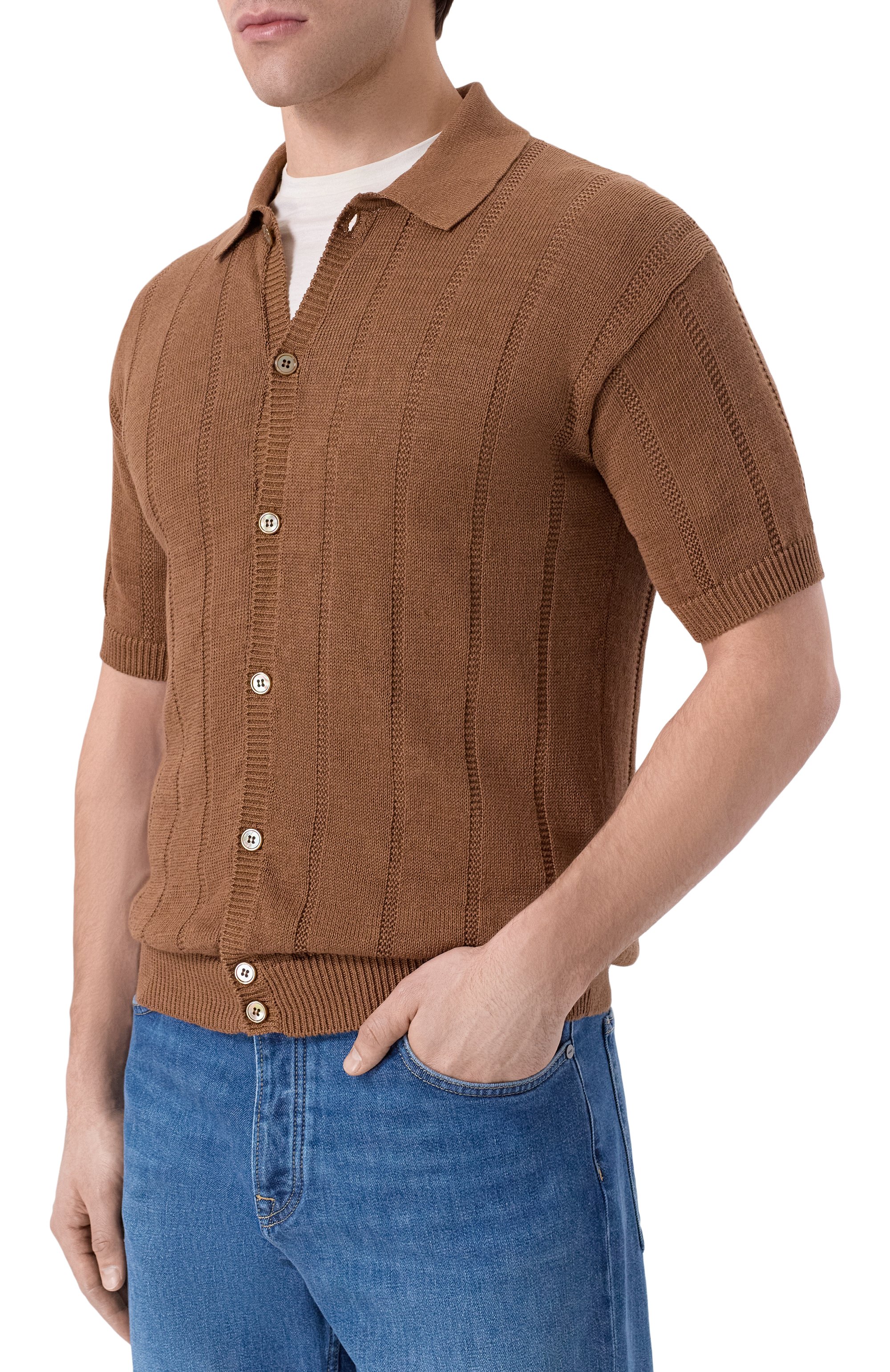 Рубашка изо льна и хлопка MVST коричневого цвета по цене 95250 руб., арт. MS60-1233-01MU, фото 3 Рубашка изо льна и хлопка MVST, арт. MS60-1233-01MU, фото 3