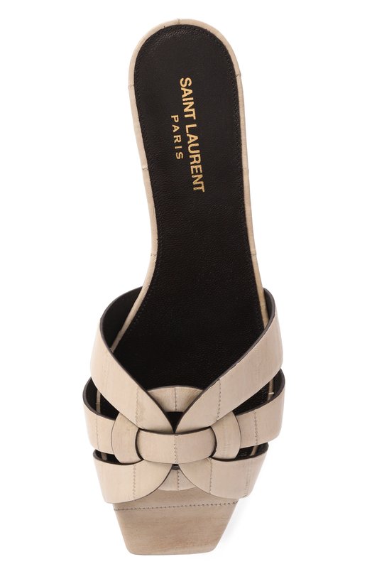 Кожаные шлепанцы Tribute Saint Laurent 748576/0WX00 Бежевый  748576/0WX00 Фото 6