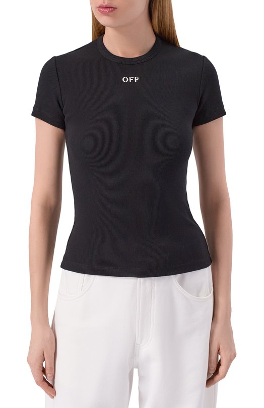 Хлопковая футболка Off-White 0WAA065C99JER005 Чёрный  0WAA065C99JER005 Фото 3