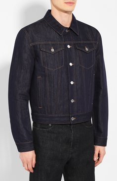 Мужская джинсовая куртка BERLUTI темно-синего цвета, арт. R160BL72-001 | Фото 3 (Статус проверки: Проверена категория; Материал внешний: Шелк, Хлопок, Деним; Кросс-КТ: Деним, Куртка, Легкие; Мужское Кросс-КТ: Верхняя одежда; Длина (верхняя одежда): Короткие; Рукава: Длинные; Материал сплава: Проставлено; Драгоценные камни: Проставлено; Стили: Кэжуэл; Автоматизация Diginetica: Не назначено)
