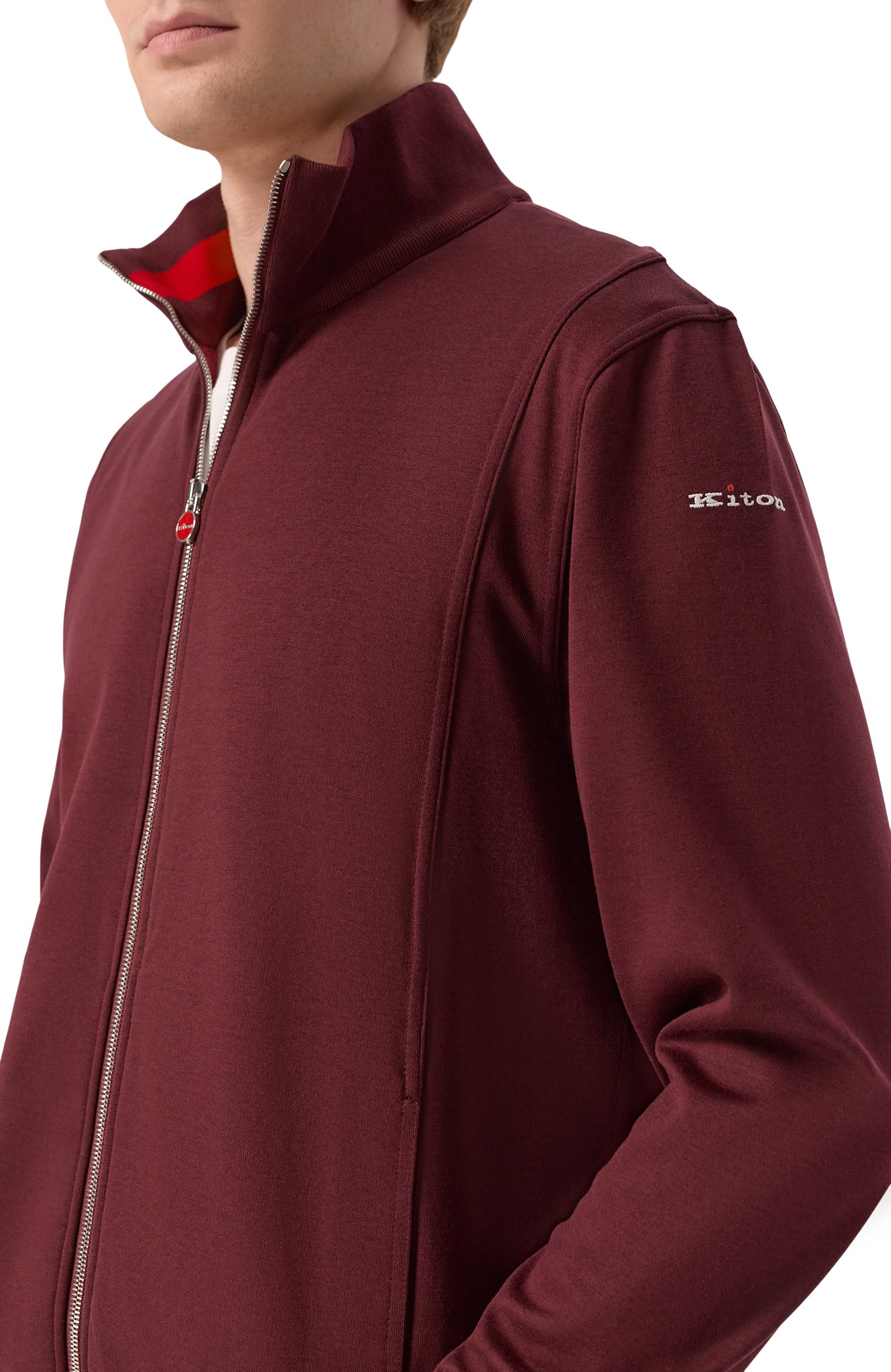 Толстовка из хлопка и шелка KITON бордового цвета по цене 326500 руб., арт. UMKZ032, фото 5 Толстовка из хлопка и шелка KITON, арт. UMKZ032, фото 5