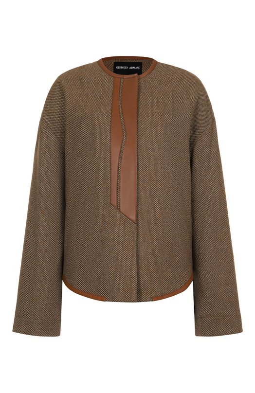 Жакет из шерсти и кашемира Giorgio Armani GW001614/TE16708 Коричневый GW001614/TE16708