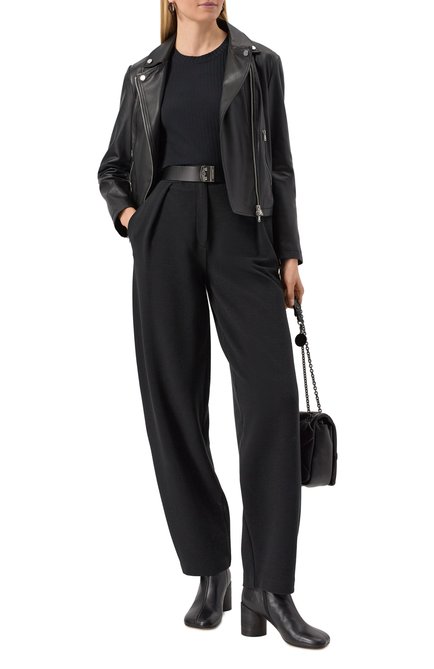 Женские брюки EMPORIO ARMANI черного цвета, арт. EW000681/AF12421 | Фото 2 (Драгоценные камни: Проставлено; Длина (брюки, джинсы): Стандартные; Материал сплава: Проставлено)