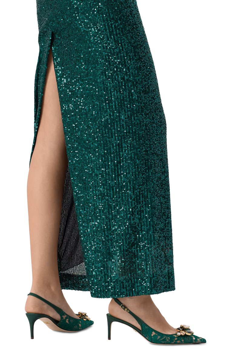 Женские текстильные туфли rainbow 60 DOLCE & GABBANA зеленого цвета, арт. CG0711/AQ074 | Фото 3 (Каблук высота: Средний; Материал внешний: Текстиль; Материал внутренний: Тексти�ль; Подошва: Плоская; Женское Кросс-КТ: Слингбэки; Каблук тип: Шпилька; Автоматизация ТО: Проставлено; Автоматизация состава: Проставлено; Размерность: Товар большемерит)