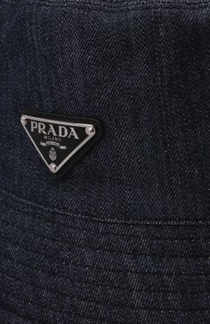 Мужская джинсовая панама PRADA темно-синего цвета, арт. 2HC137-AJ6-F0008 | Фото 4 (Материал: Текстиль, Хлопок; Материал сплава: Проставлено; Нос: Не проставлено)