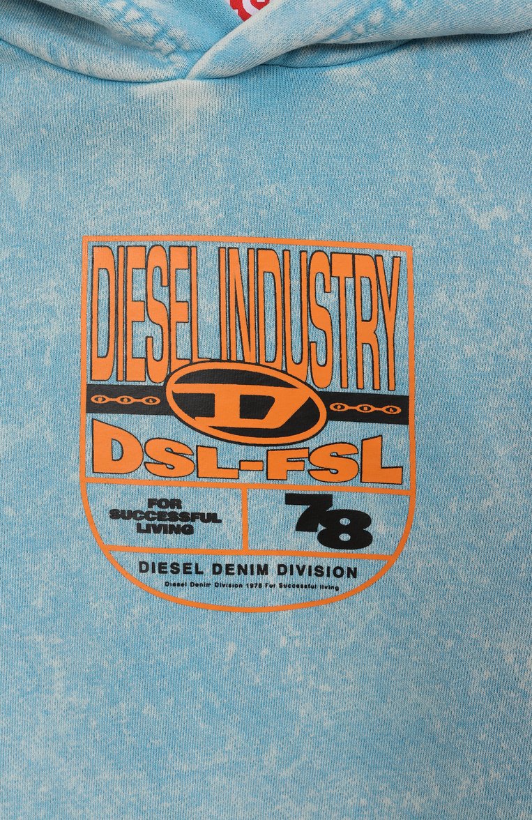Детский хлопковое худи DIESEL голубого цвета, арт. J02246/KYAYK | Фото 3 (Материал внешний: Хлопок; Рукава: Длинные; Мальчики Кросс-КТ: Худи-одежда; Автоматизация ТО: Проставлено; Автоматизация состава: Проставлено; Ростовка одежда: 4 года | 104 см, 6 лет | 116 см, 8 лет | 128 см, 10 - 11 лет | 140 - 146см, 13 - 15 лет | 158 см, 16 лет | 164 см)