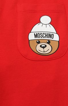 Детские хлопковые джоггеры MOSCHINO красного цвета, арт. HUP032/LDA14/4A-8A | Фото 3 (Материал внешний: Хлопок; Девочки Кросс-КТ: Джоггеры-одежда; Статус проверки: Проверена категория)