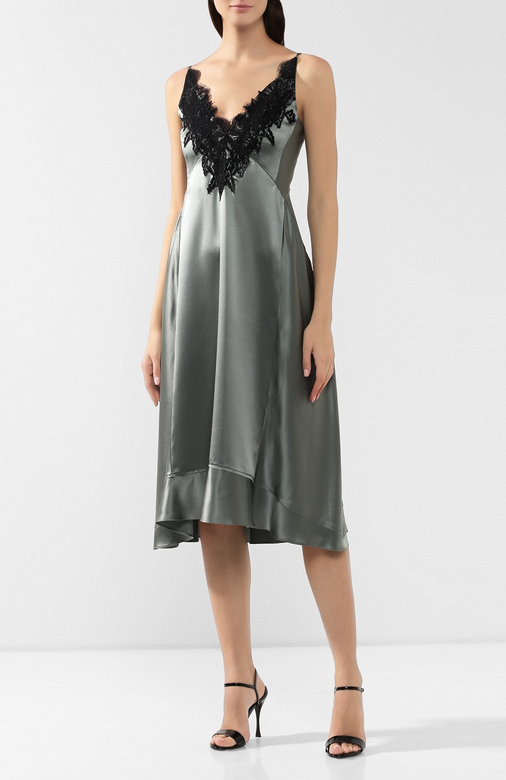 Шелковое платье DOROTHEE SCHUMACHER хаки цвета по цене 64950 руб., арт. 449202/SATIN SEDUCTI0N, фото 3 Шелковое платье DOROTHEE SCHUMACHER, арт. 449202/SATIN SEDUCTI0N, фото 3