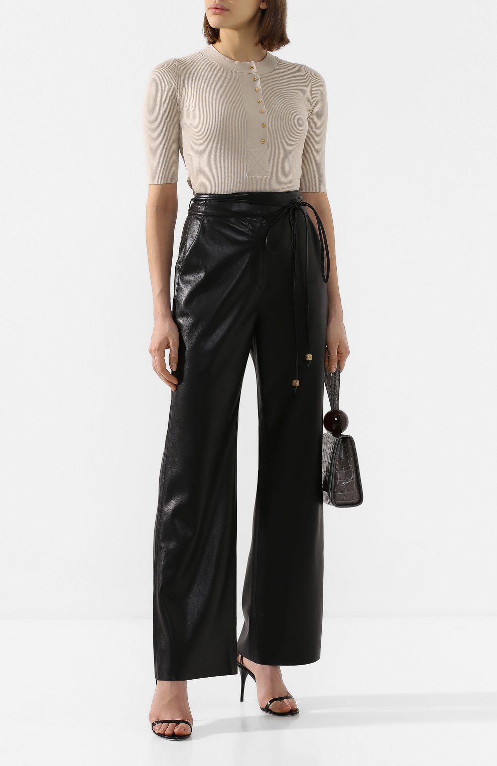 Брюки NANUSHKA черного цвета по цене 58100 руб., арт. CHIM0_BLACK_VEGAN LEATHER, фото 2 Брюки NANUSHKA, арт. CHIM0_BLACK_VEGAN LEATHER, фото 2
