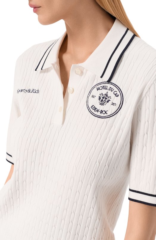 Поло из вискозы Sporty & Rich x Hotel du Cap-Eden-Roc Sporty and Rich T006860666WH50_001 Кремовый  T006860666WH50_001 Фото 5
