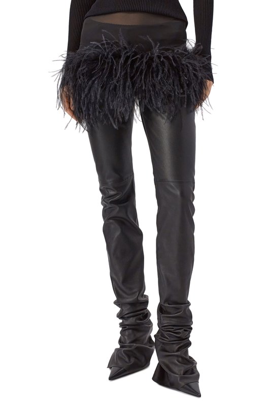 Юбка с отделкой перьями The Attico 260WCR00153/PAA085MB Чёрный  260WCR00153/PAA085MB Фото 3