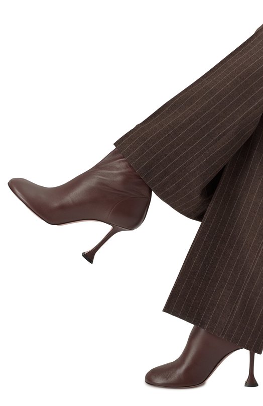 Кожаные ботильоны Iris 95 Amina Muaddi IRIS B00TIE/NAPPA Коричневый  IRIS B00TIE/NAPPA Фото 3
