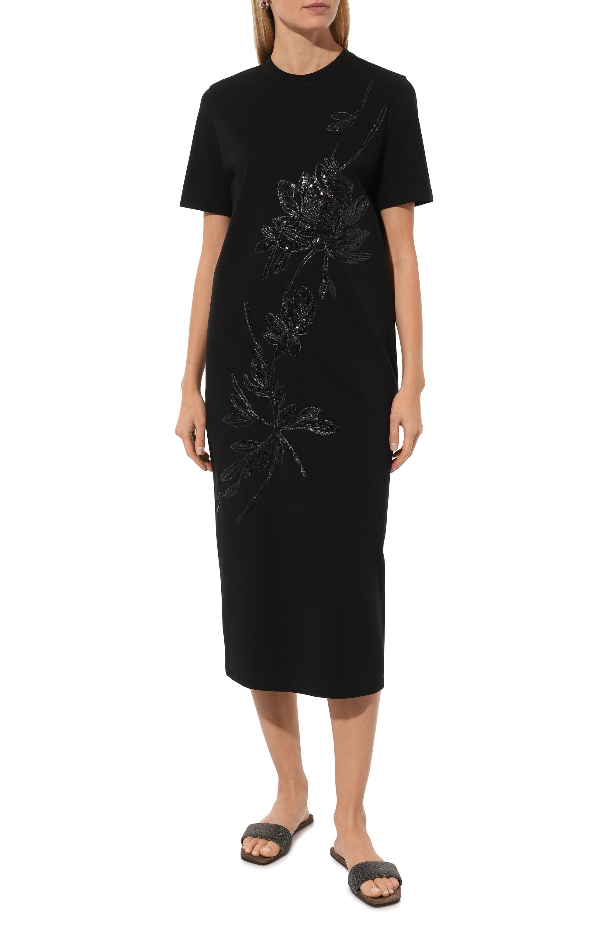 Хлопковое платье BRUNELLO CUCINELLI черного цвета по цене 277000 руб., арт. ML945A5204, фото 3 Хлопковое платье BRUNELLO CUCINELLI, арт. ML945A5204, фото 3