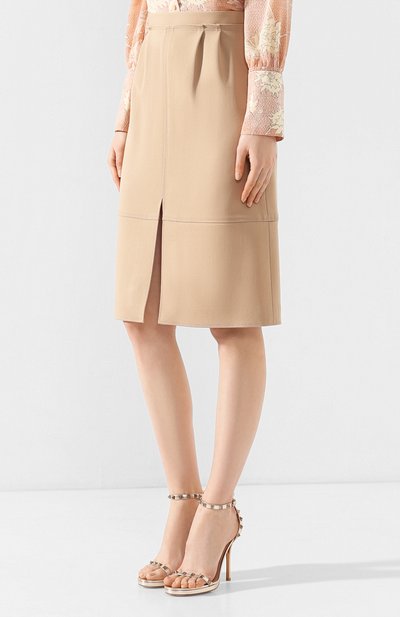 Шерстяная юбка CHLOÉ бежевого цвета по цене 110500 руб., арт. CHC20SJU11064, фото 3 Шерстяная юбка CHLOÉ, арт. CHC20SJU11064, фото 3