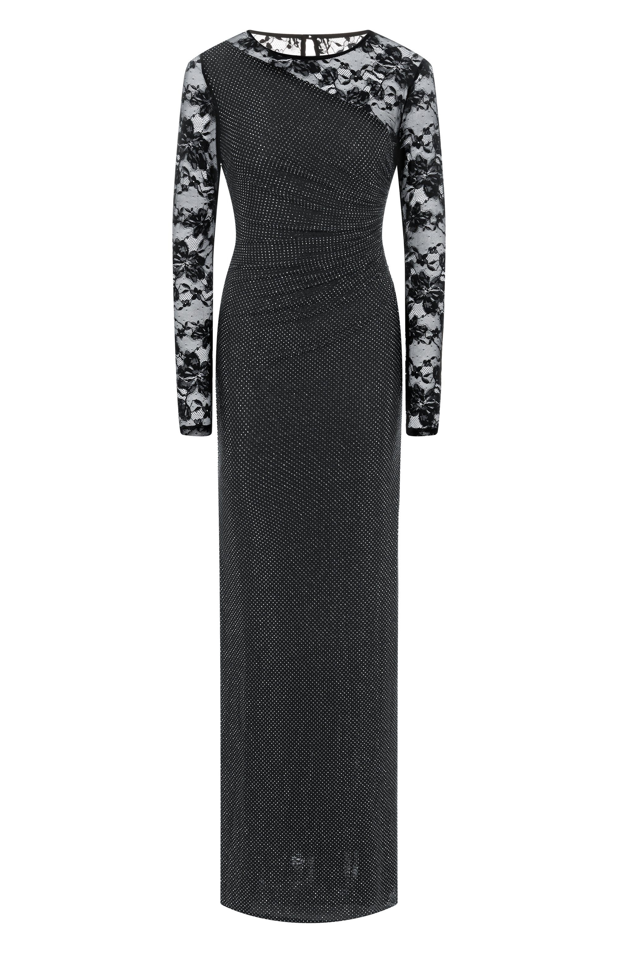 Платье с отделкой стразами SELF-PORTRAIT черного цвета по цене 115000 руб., арт. PF25100XAB, фото 1 Платье с отделкой стразами SELF-PORTRAIT, арт. PF25100XAB, фото 1