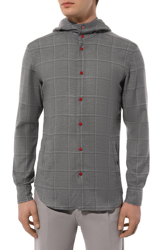 Рубашка из шерсти и льна Kiton UMCMARK0642C Серый  UMCMARK0642C Фото 3