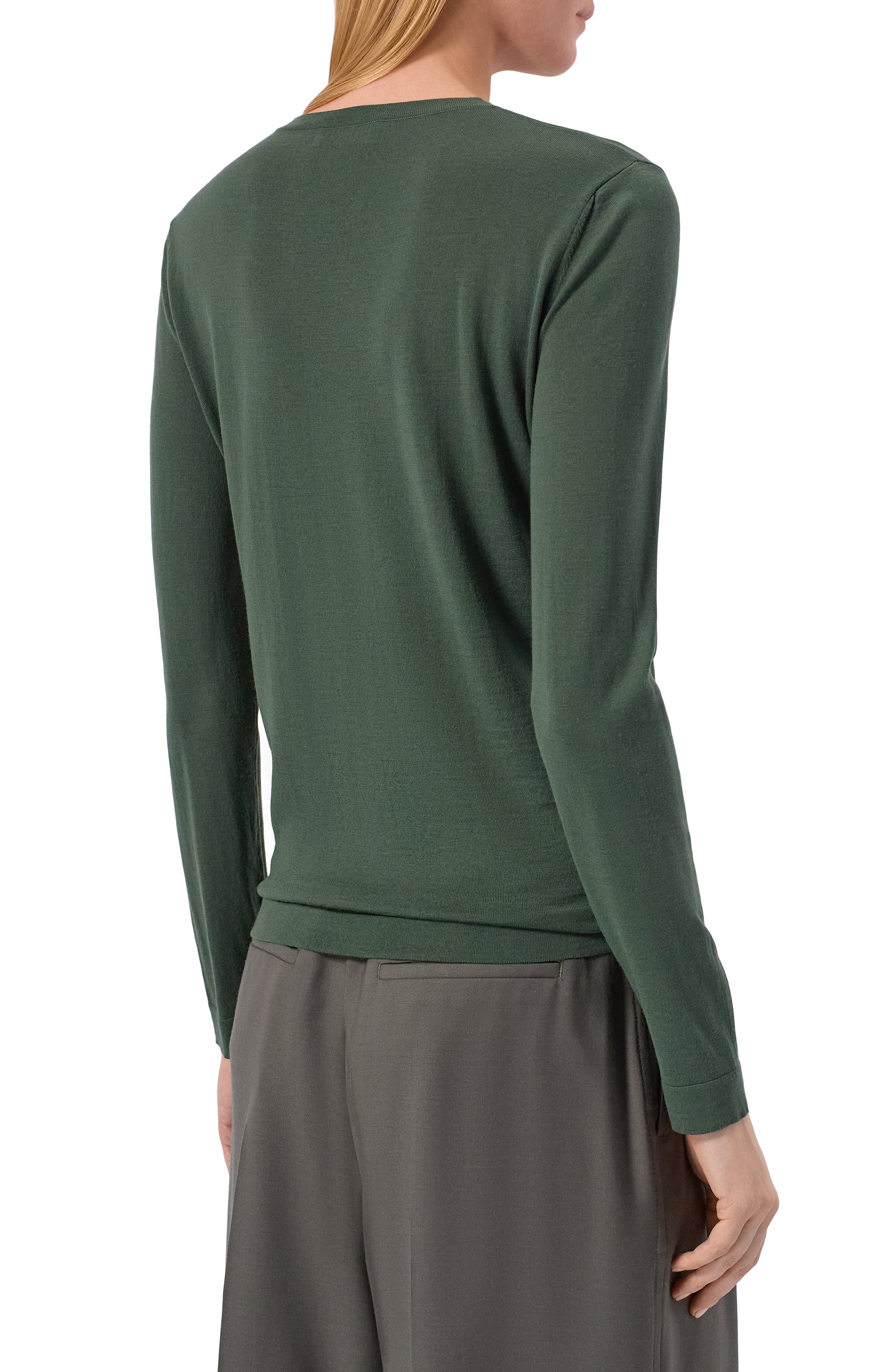 Шерстяной пуловер MVST темно-зеленого цвета по цене 137000 руб., арт. M0-M25.1MW.K402/34-48, фото 4 Шерстяной пуловер MVST, арт. M0-M25.1MW.K402/34-48, фото 4