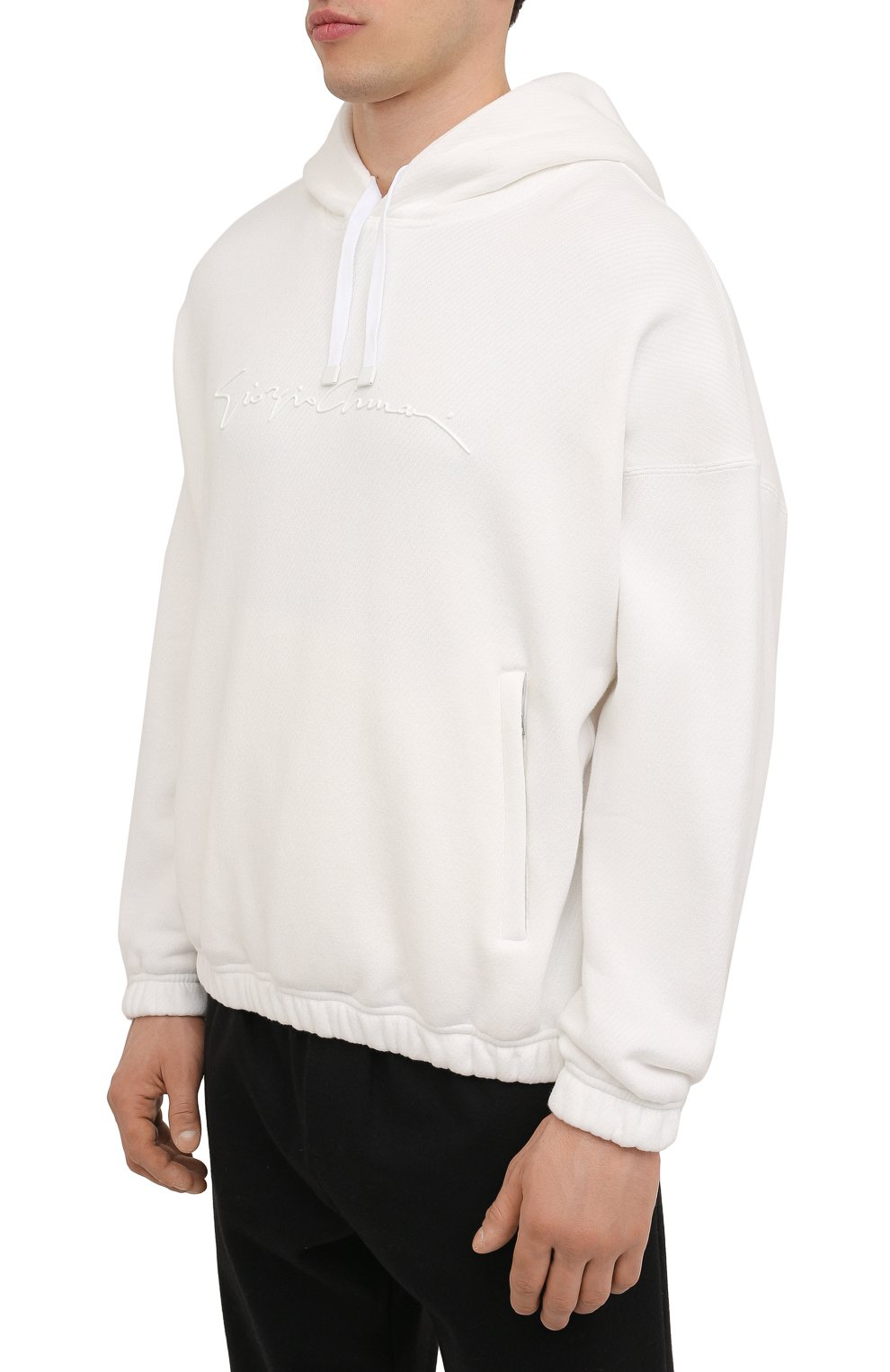 Хлопковое худи GIORGIO ARMANI белого цвета по цене 89950 руб., арт. 3LSM6G/SJL6Z, фото 3 Хлопковое худи GIORGIO ARMANI, арт. 3LSM6G/SJL6Z, фото 3