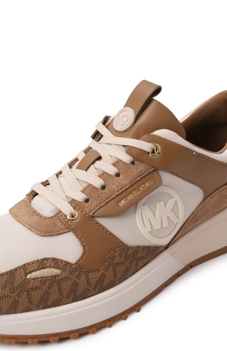 Женские комбинированные кроссовки theo MICHAEL MICHAEL KORS светло-коричневого цвета, арт. 43F1THFS2B | Фото 7 (Материал внешний: Экокожа; Материал внутренний: Текстиль; Драгоценные камни: Проставлено; Материал сплава: Проставлено; Подошва: Платформа; Стили: Кэжуэл; Кросс-КТ: Низкие; Материал утеплителя: Без утеплителя)