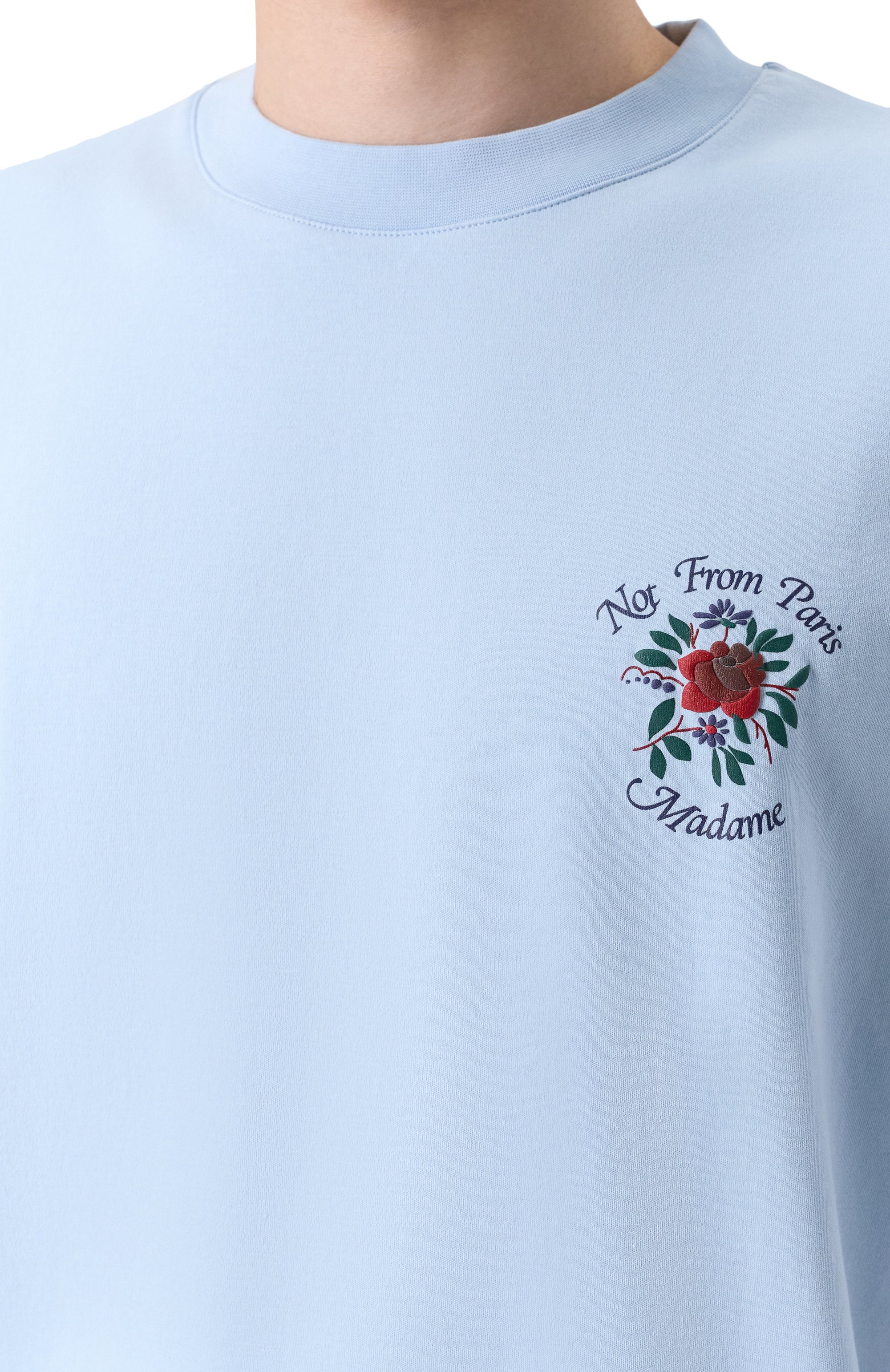 Хлопковая футболка DROLE DE MONSIEUR голубого цвета по цене 16350 руб., арт. J-TS210-C0002-LBE, фото 5 Хлопковая футболка DROLE DE MONSIEUR, арт. J-TS210-C0002-LBE, фото 5