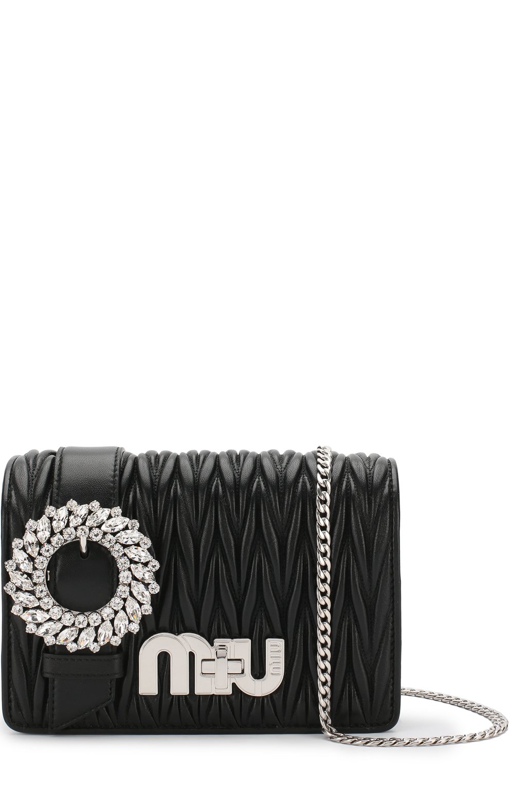 Сумка с брошью на цепочке MIU MIU, арт. 5BF068-N88-F0002-OJO, фото 4