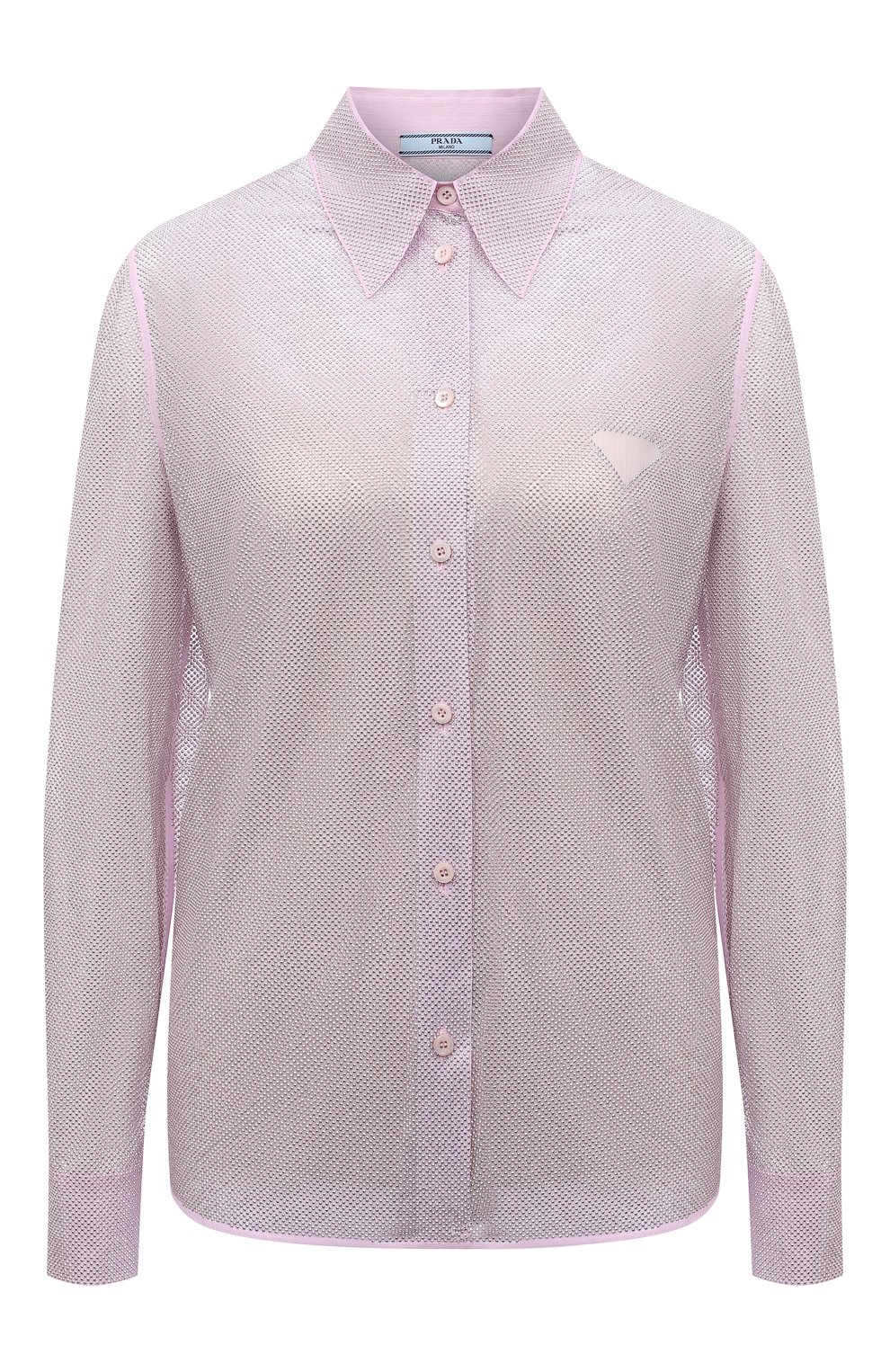 Шелковая блузка с отделкой стразами PRADA, арт. P435FR-1Z4W-F0T08-221, фото 1