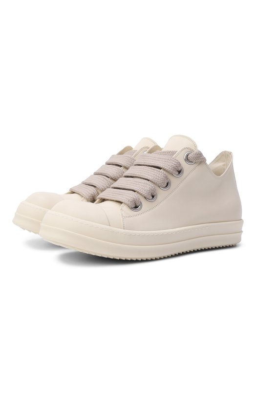 Кожаные кеды Jumbolace Rick Owens RU01F2893/LC0W2 Кремовый RU01F2893/LC0W2