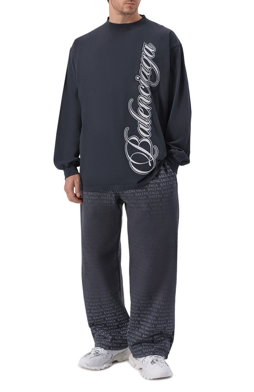 Хлопковые брюки Balenciaga 846917/TTV05 Серый  846917/TTV05 Фото 2