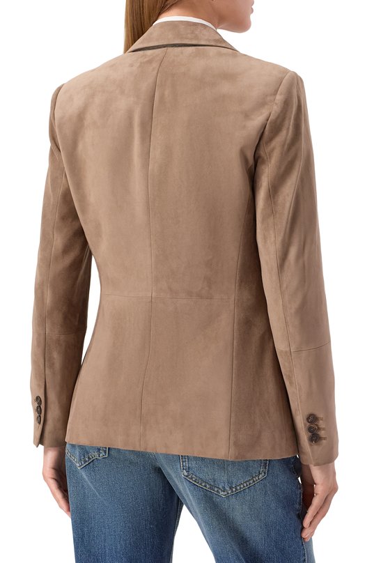 Замшевый жакет Brunello Cucinelli MPCLF208XP Бежевый  MPCLF208XP Фото 4