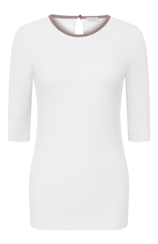 Хлопковый лонгслив Brunello Cucinelli MG902D0300 Белый MG902D0300