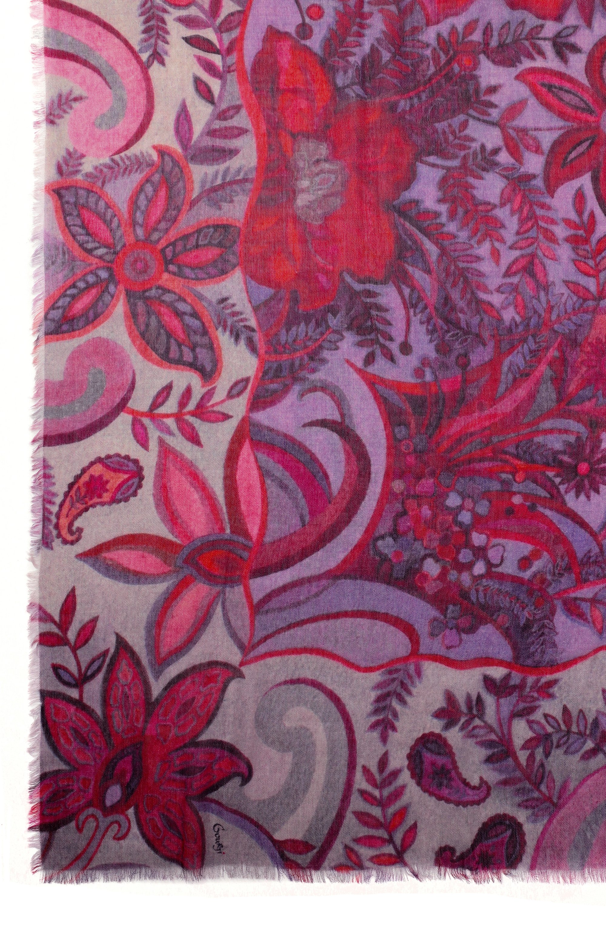 Шаль орнамент цветы из кашемира и шерсти GOURJI, арт. 91247455/554472114, фото 4