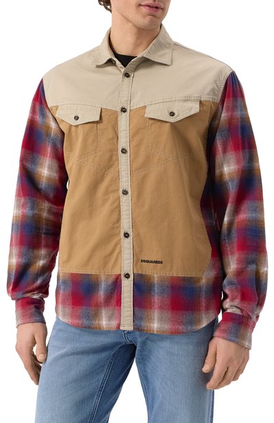 Комбинированная рубашка DSQUARED2 разноцветного цвета по цене 108500 руб., арт. S74DM0916/D35160, фото 3 Комбинированная рубашка DSQUARED2, арт. S74DM0916/D35160, фото 3
