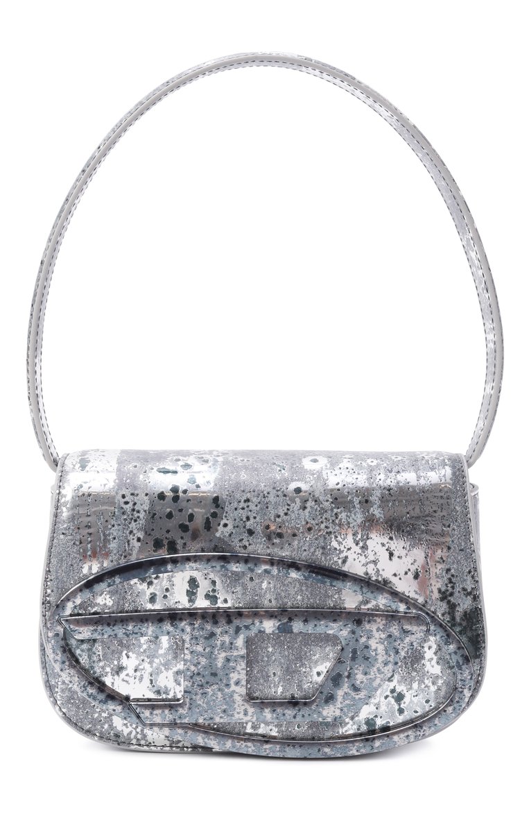 Женская сумка 1dr DIESEL серебряного цвета, арт. X08396/P8037 | Фото 1 (Размер: mini; Ремень/цепочка: На ремешке; Материал: Экокожа)