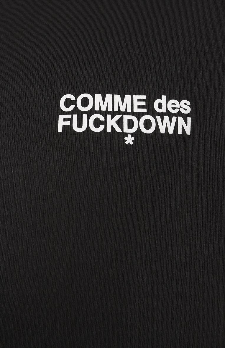 Мужская хлопковая футболка COMME DES FUCKDOWN черного цвета, арт. CFABM01506 | Фото 6 (Длина (для топов): Стандартные; Рукава: Короткие; Материал внешний: Хлопок; Принт: С принтом; Стили: Гранж; Мужское Кросс-КТ: Футболка-одежда; Кросс-КТ: Джерси; Автоматизация ТО: Проставлено; Автоматизация состава: Проставлено; Детали: Без декора)