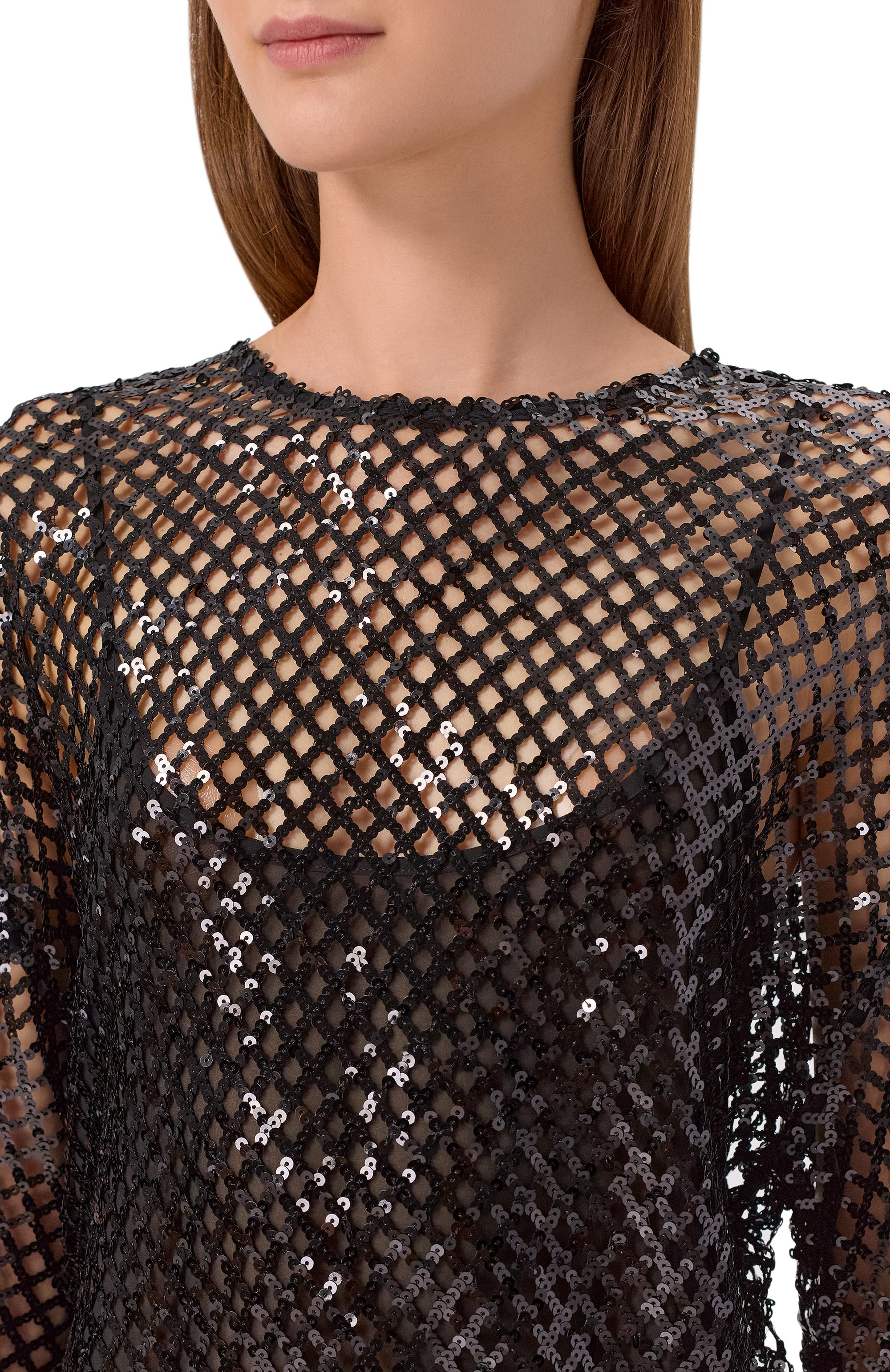 Платье с отделкой пайетками THE ATTICO черного цвета по цене 155500 руб., арт. 251WCA00453/PLL009AA, фото 5 Платье с отделкой пайетками THE ATTICO, арт. 251WCA00453/PLL009AA, фото 5