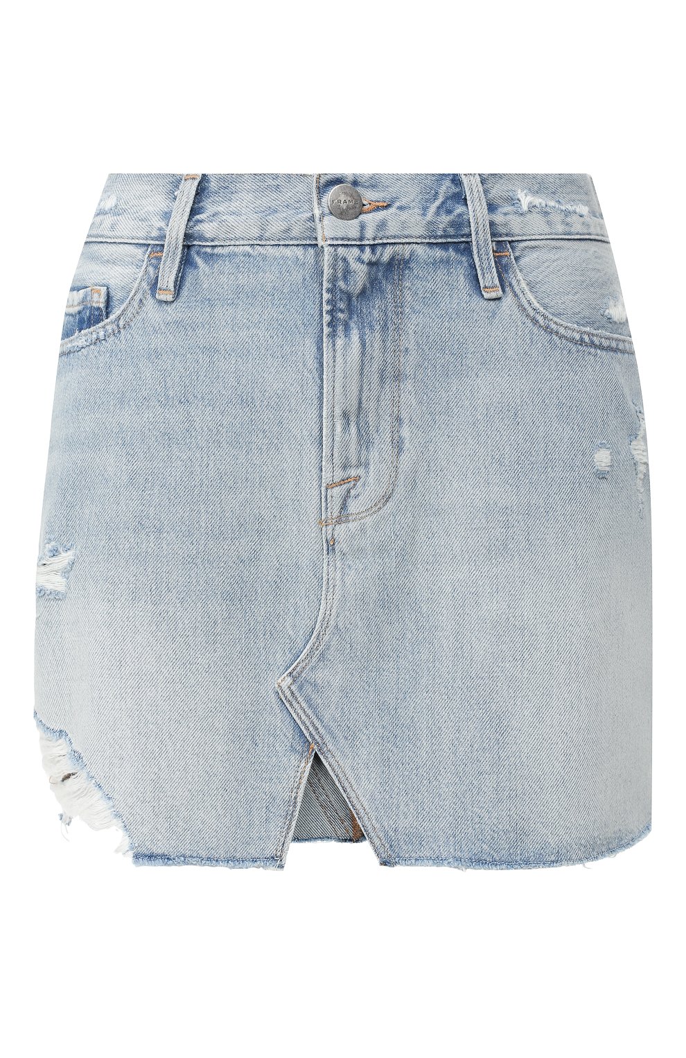 Джинсовая юбка FRAME DENIM голубого цвета по цене 17950 руб., арт. LMSKSF385, фото 1 Джинсовая юбка FRAME DENIM, арт. LMSKSF385, фото 1