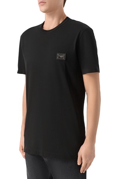 Хлопковая футболка DOLCE & GABBANA черного цвета по цене 45950 руб., арт. G8PT1T/G7P1B, фото 3 Хлопковая футболка DOLCE & GABBANA, арт. G8PT1T/G7P1B, фото 3