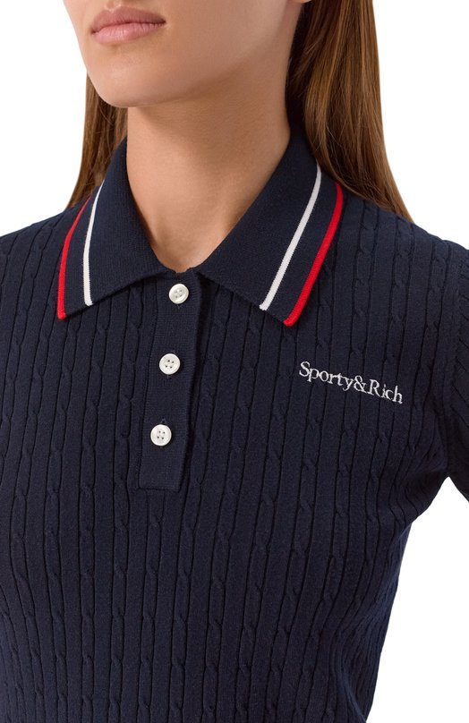Поло из вискозы Sporty and Rich T0068602300BL119 Синий  T0068602300BL119 Фото 5