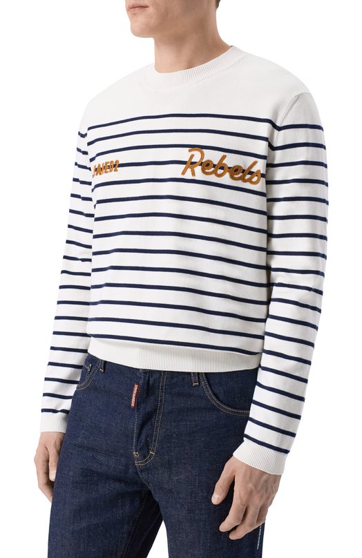 Хлопковый джемпер Dsquared2 S74HA1596/D13199 Белый  S74HA1596/D13199 Фото 3