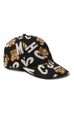 Детская хлопковая бейсболка MOSCHINO черного цвета, арт. H0X01N/L0B10/54 | Фото 1 (Материал: Текстиль, Хлопок; Тематический товар: Teddy Bear; Нос: Не проставлено; Материал сплава: Проставлено)