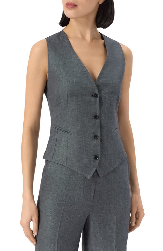 Жилет изо льна и шерсти Kiton D47456K0603E03 Серый  D47456K0603E03 Фото 3