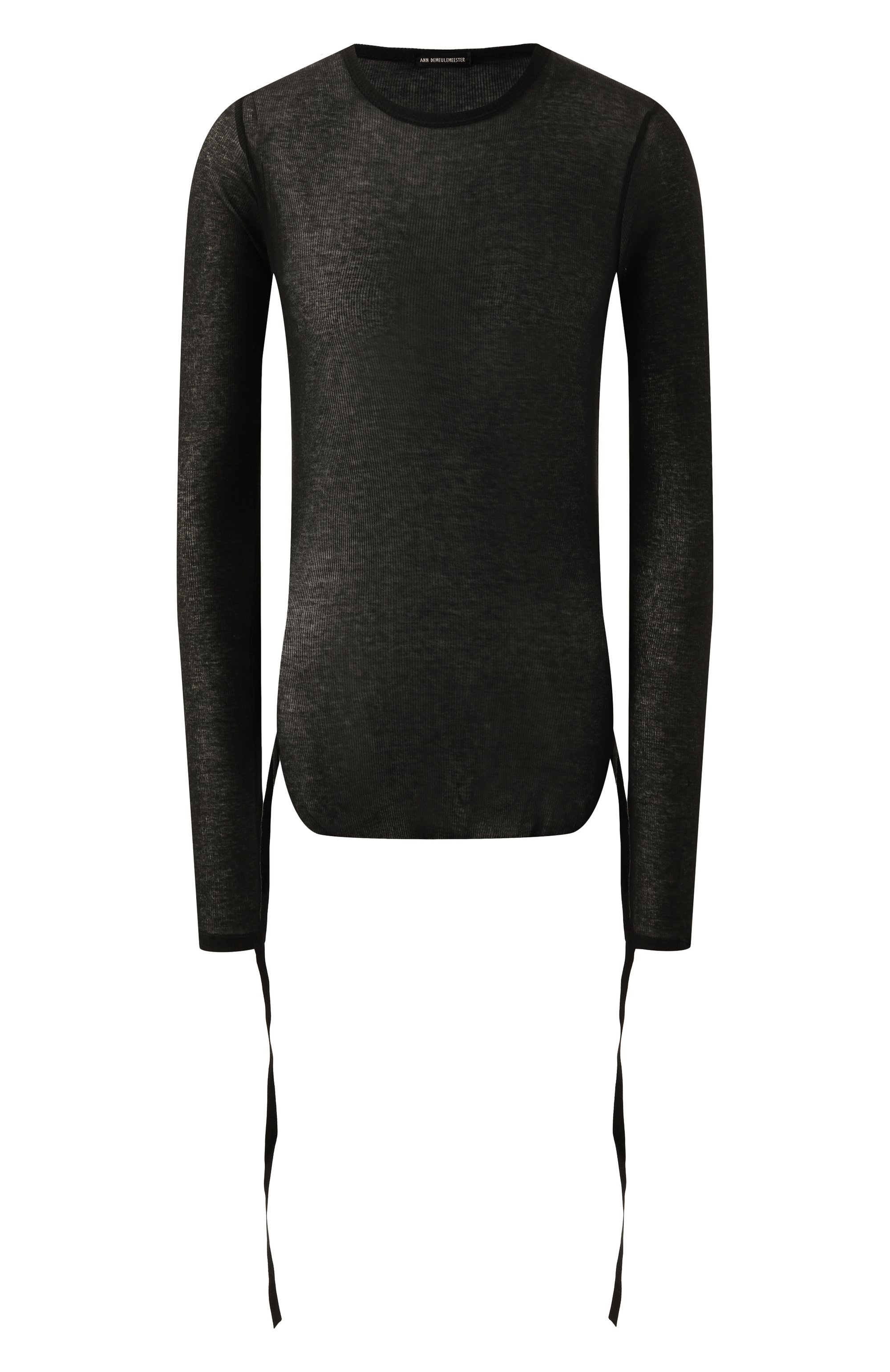 Хлопковый лонгслив ANN DEMEULEMEESTER черного цвета по цене 33950 руб., арт. 2402-W-JTS10-FA434-099, фото 1 Хлопковый лонгслив ANN DEMEULEMEESTER, арт. 2402-W-JTS10-FA434-099, фото 1