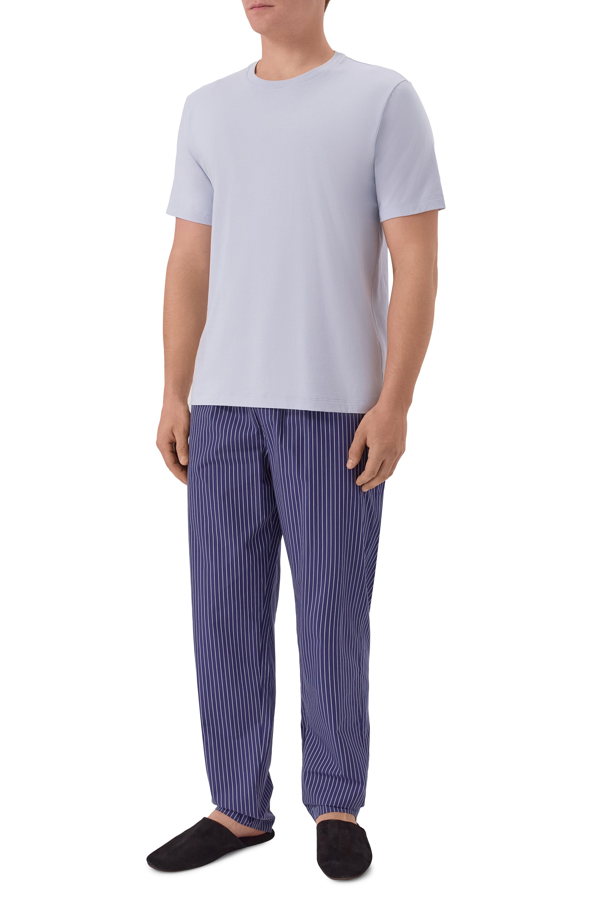 Хлопковая футболка HANRO синего цвета по цене 9660 руб., арт. 075050., фото 2 Хлопковая футболка HANRO, арт. 075050., фото 2