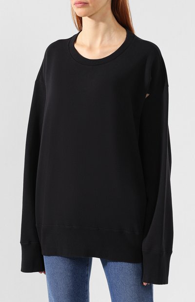 Хлопковый свитшот MM6 черного цвета по цене 16250 руб., арт. S32GU0097/S25328, фото 3 Хлопковый свитшот MM6, арт. S32GU0097/S25328, фото 3