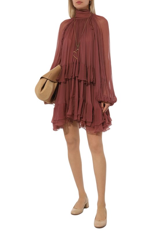 Шелковое платье Chloé CHC24WR027116 Бордовый  CHC24WR027116 Фото 2
